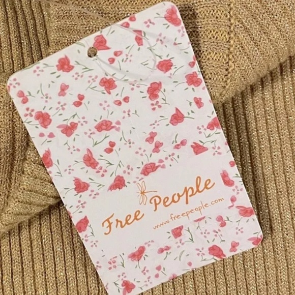 NWT Free People French Girl  Mini Dress Gold Cream Small - Picture 8 of 9